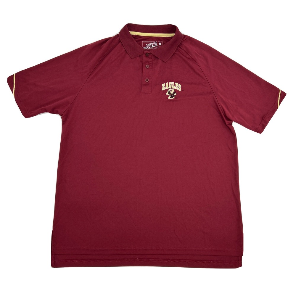 Boston College Eagles Shirt Men XL Burgundy Campus Heritage Short Sleeve Polo BC
